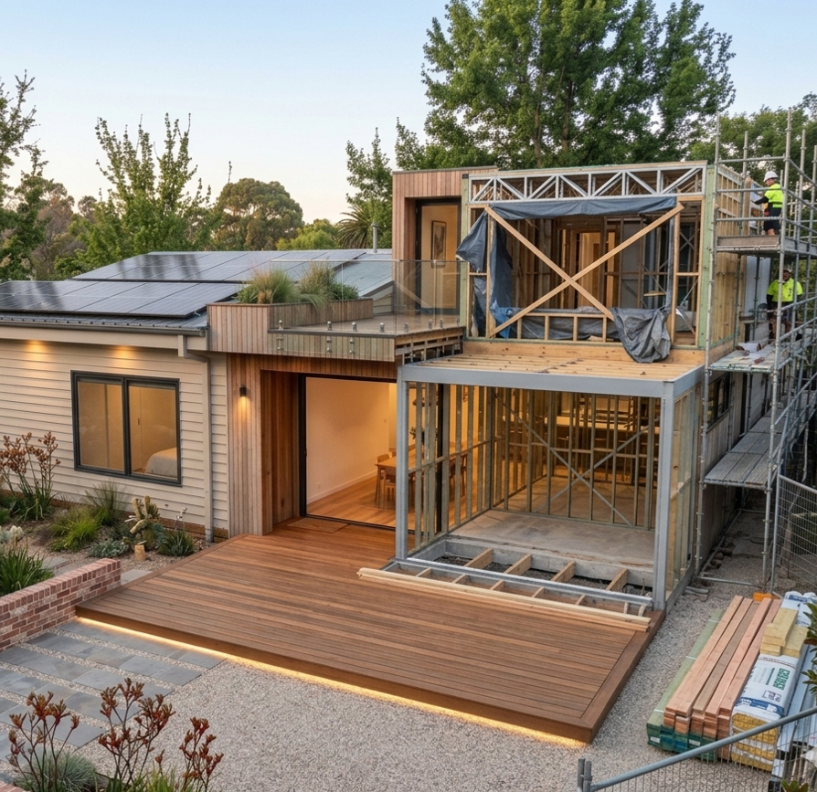 Modern home extension construction